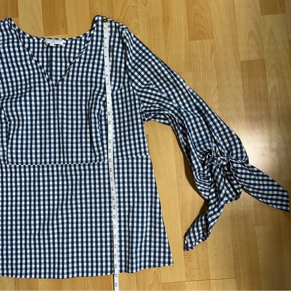 J. Crew X Universal Standard Blue and White Gingham Poplin Blouse Large Cotton - Picture 14 of 14